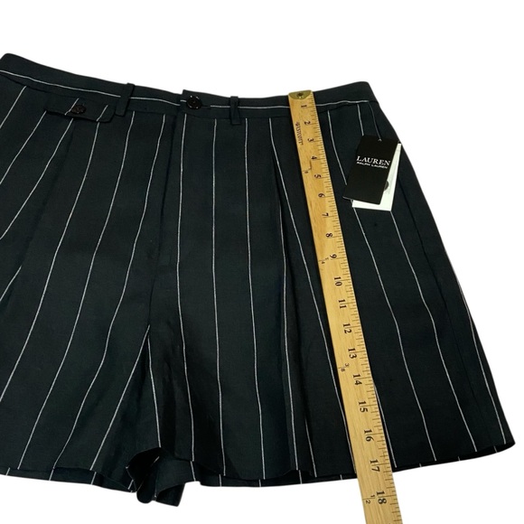 Lauren Ralph Lauren Linen Black Pinstripe Pleated Shorts LRL - Women’s 12 NWT - Picture 8 of 15